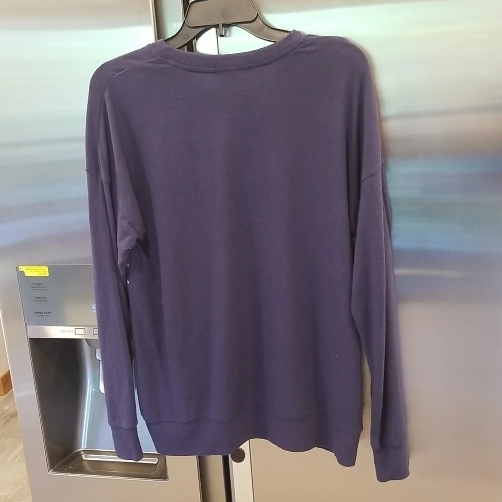💕PJ SALVAGE💕 Long Sleeve Pajama Top Navy Blue Striped Loungewear Medium M NWT